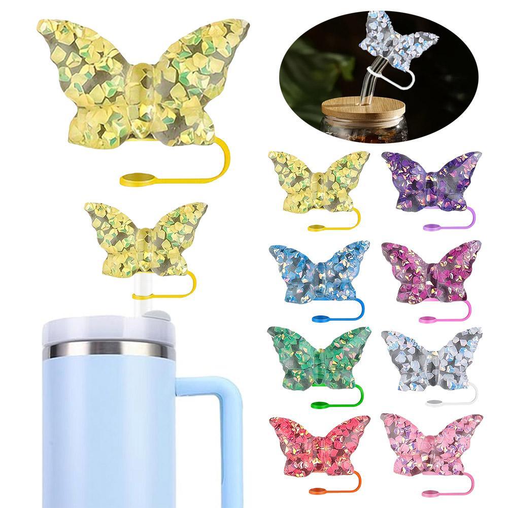 thumbnail image 3 of Wartleves Tapas de pajita de silicona con forma de mariposa, accesorios para tazas [е ■ч |κ, 3 of 7