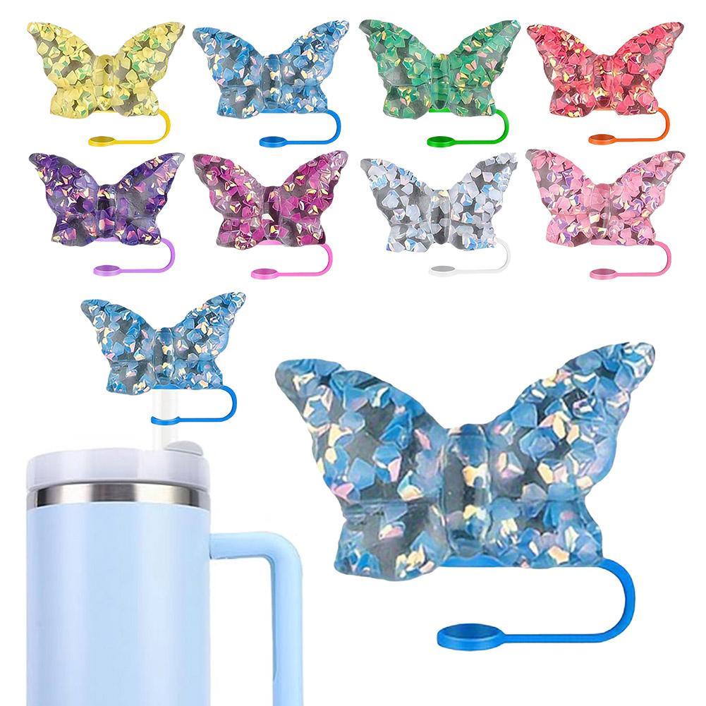 thumbnail image 2 of Wartleves Tapas de pajita de silicona con forma de mariposa, accesorios para tazas [е ■ч |κ, 2 of 7