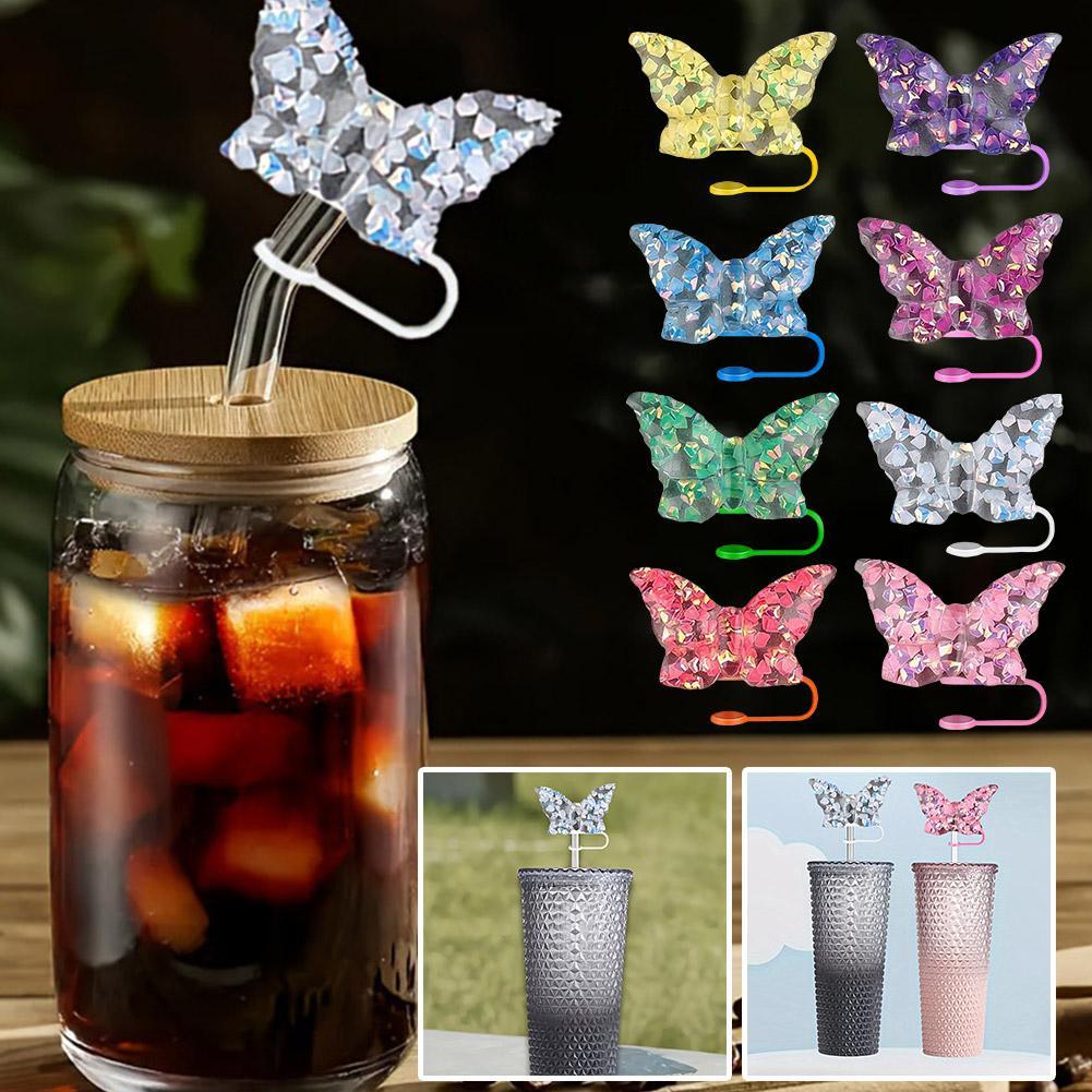 thumbnail image 4 of Wartleves Tapas de pajita de silicona con forma de mariposa, accesorios para tazas [е ■ч |κ, 4 of 7