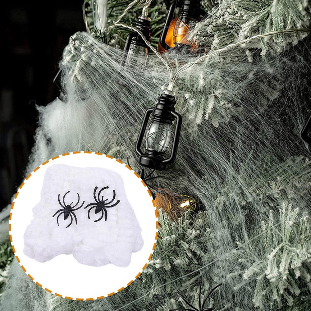thumbnail image 3 of Wartleves Halloween Spinnennetz mit schwarzer Spinne, dehnbares Spinnennetz, Party New D5, 3 of 7