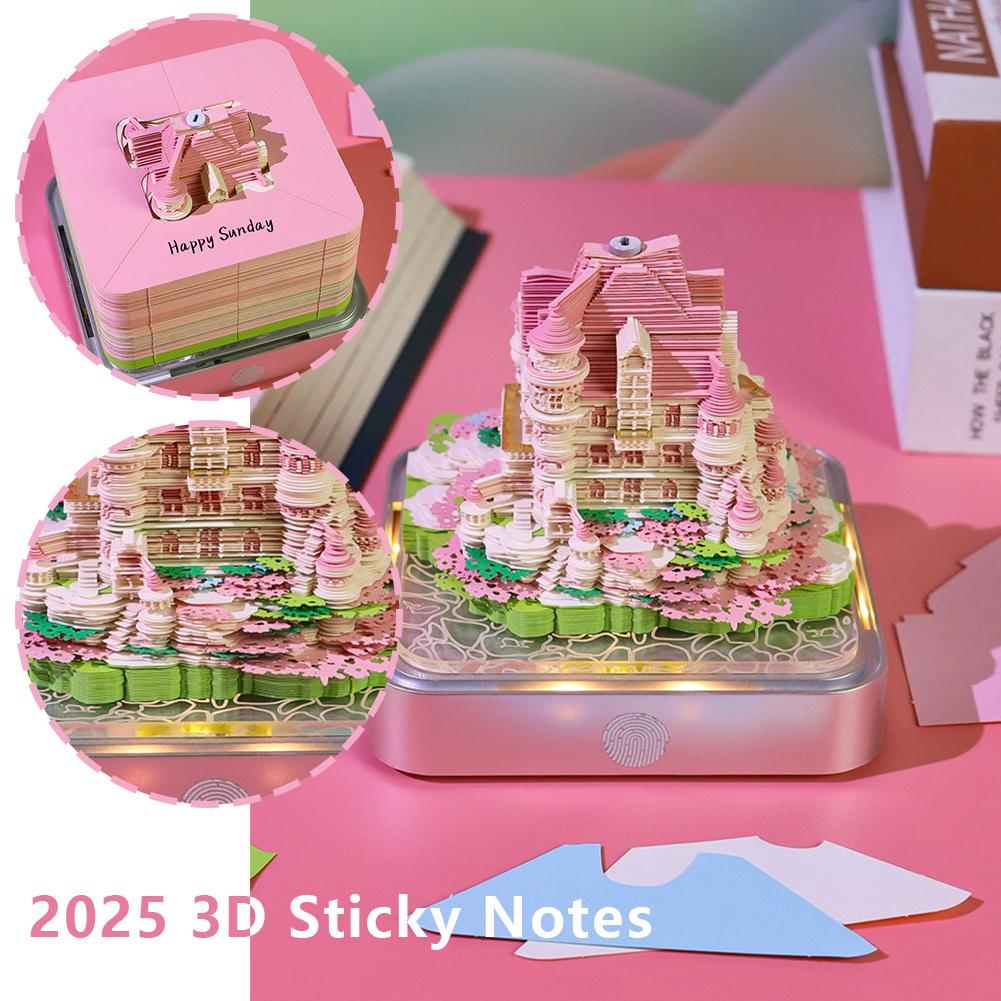 thumbnail image 3 of Wartleves Bloc de notas UOYOTT con diseño artístico de papel con luz, nuevo bloc de notas con calendario 3D de 2025, calendario con cronómetro, notas adhesivas 3D que se pueden rasgar, escultura de pa, 3 of 7