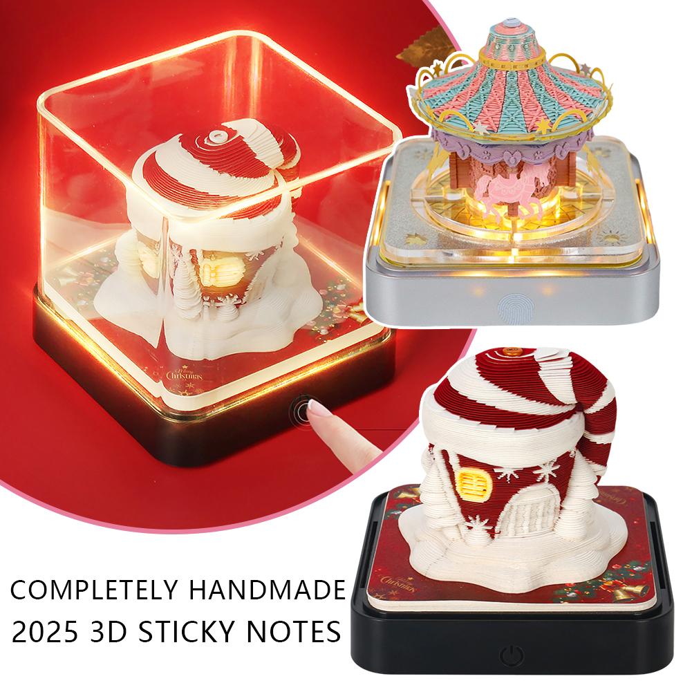 thumbnail image 2 of Wartleves Bloc de notas UOYOTT con diseño artístico de papel con luz, nuevo bloc de notas con calendario 3D de 2025, calendario con cronómetro, notas adhesivas 3D que se pueden rasgar, escultura de pa, 2 of 7