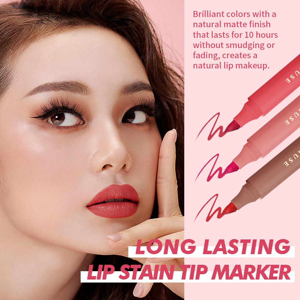 thumbnail image 2 of Ruifaya Lápiz delineador de labios de larga duración con punta de tinte labial mate W1B7 9 Lipglaze, 2 of 7