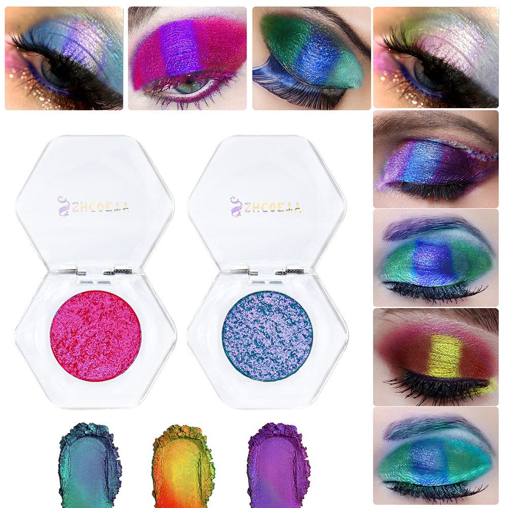 thumbnail image 3 of Ruifaya Sombras de ojos con purpurina holográfica Sombras de ojos de colores intensos Sombras de ojos multicolores Maquillaje Cosmético Sombra de ojos en placa Maquillaje de ojos multidimensional So, 3 of 7