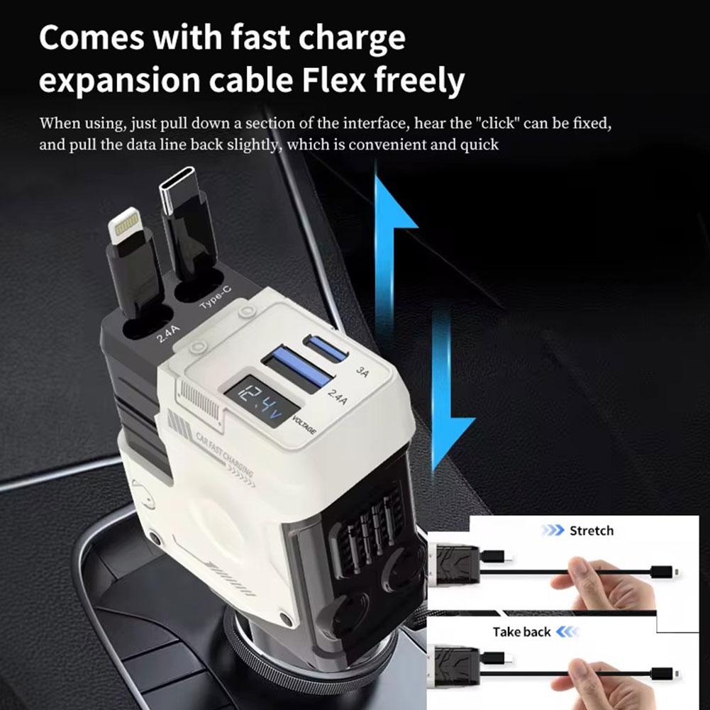 thumbnail image 4 of SGACAI Cargador de coche retráctil 4 en 1 Cable USB tipo C rápido B1X0 para adaptador AP, 4 of 7