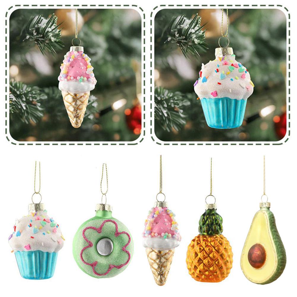 thumbnail image 3 of Wartleves 1x Colgante de fruta en forma de donut, adorno de pepinillo para árbol de Navidad, decoración navideña 2024/, 3 of 7
