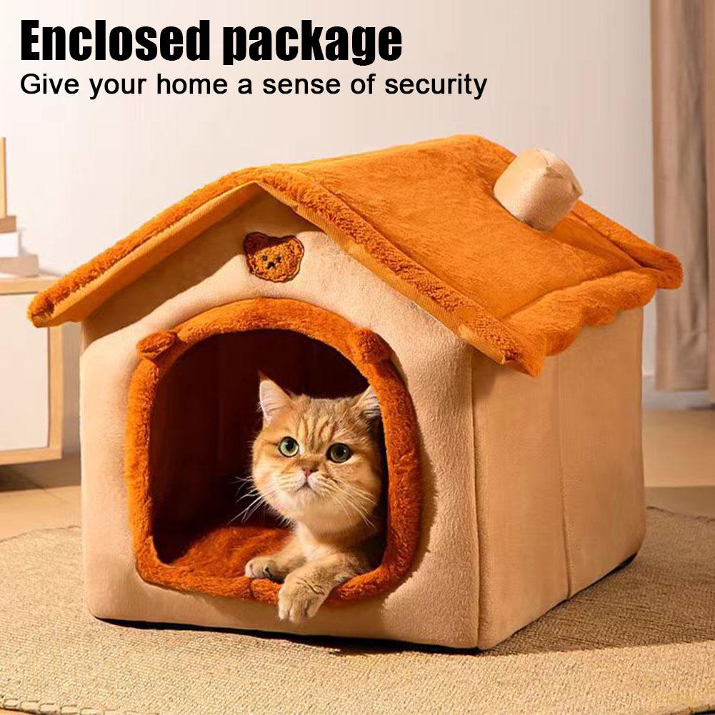 thumbnail image 4 of Wartleves Cama cueva para gatos, lindas casas para gatos con forma de oso para gatos de interior, cuevas para gatos para gatos de interior, casa para gatos, tienda de campaña para gatos con almohada d, 4 of 7
