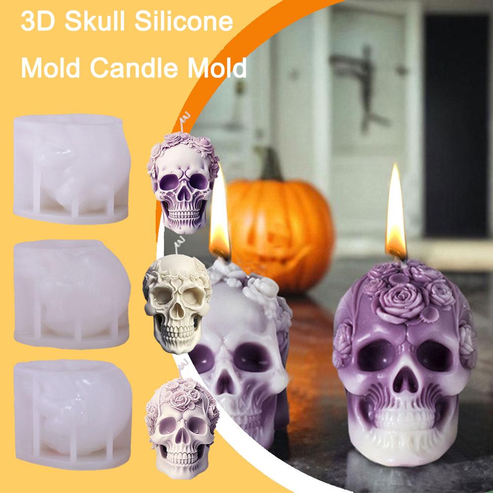 thumbnail image 4 of SGACAI Molde de silicona con forma de calavera 3D para velas, moldes para hacer velas, moldes para hacer jabón y cera, 4 of 7