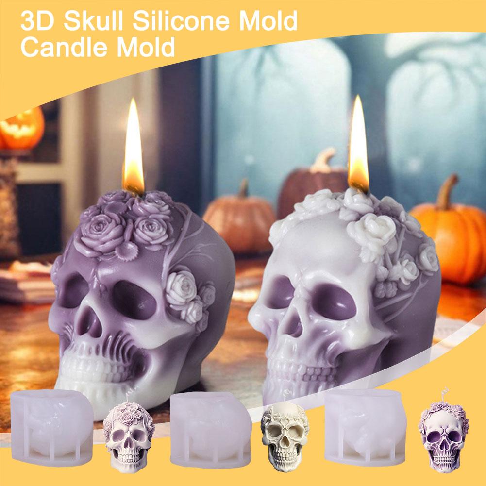 thumbnail image 3 of SGACAI Molde de silicona con forma de calavera 3D para velas, moldes para hacer velas, moldes para hacer jabón y cera, 3 of 7