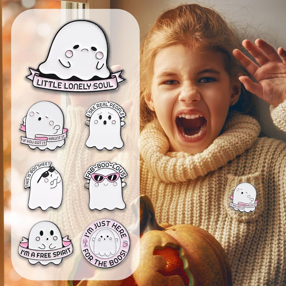 thumbnail image 3 of Wartleves Broche de esmalte fantasma, insignia, disfraz punk, pin de solapa, regalo de Halloween, 3 of 7