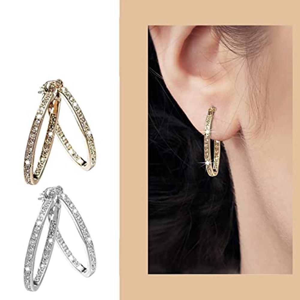 thumbnail image 3 of Wartleves Pendientes redondos con tachuelas y temperamento brillante, 3 of 7