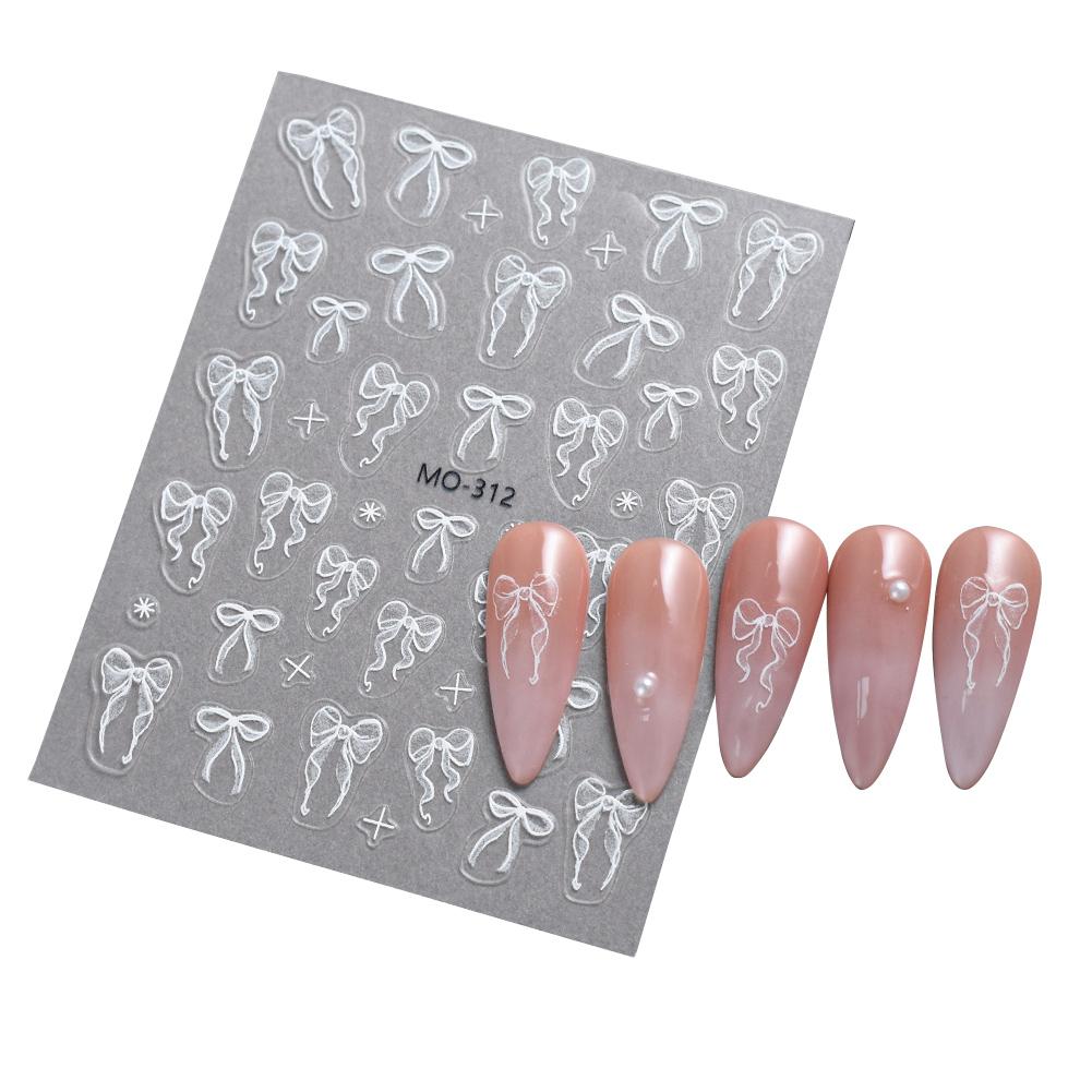 thumbnail image 5 of Wartleves Cintas Lazos Pegatinas para Uñas Blanco 3D DIY Pegatinas para Uñas Joyería Noticias ¡CALIENTE!, 5 of 7