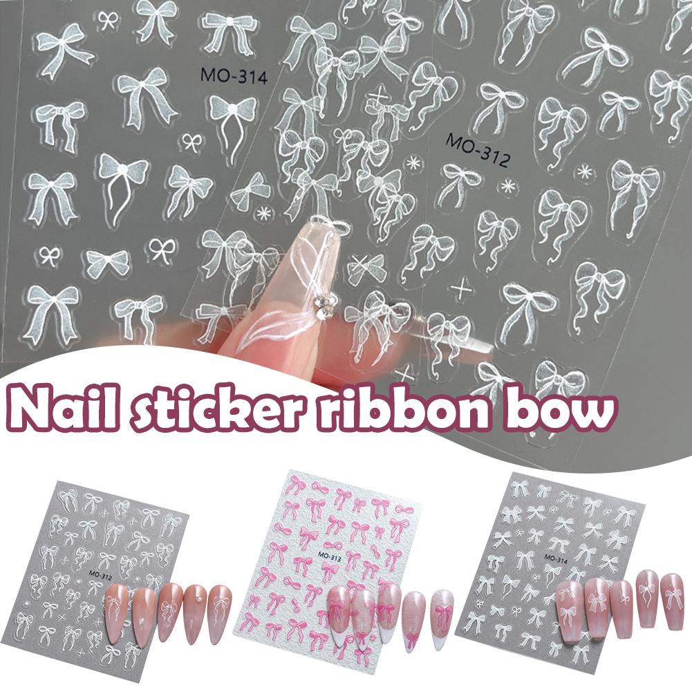 thumbnail image 3 of Wartleves Cintas Lazos Pegatinas para Uñas Blanco 3D DIY Pegatinas para Uñas Joyería Noticias ¡CALIENTE!, 3 of 7