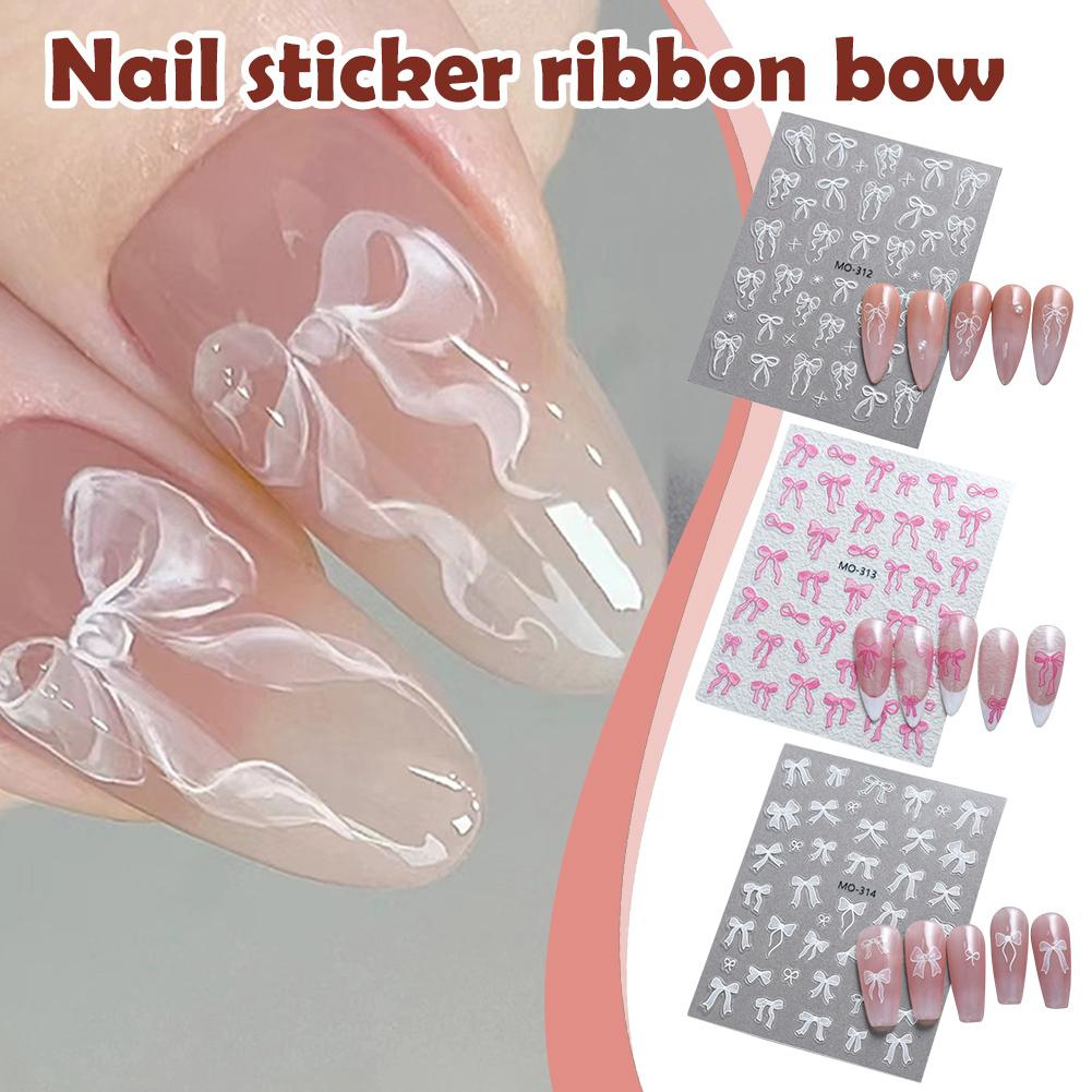 thumbnail image 2 of Wartleves Cintas Lazos Pegatinas para Uñas Blanco 3D DIY Pegatinas para Uñas Joyería Noticias ¡CALIENTE!, 2 of 7