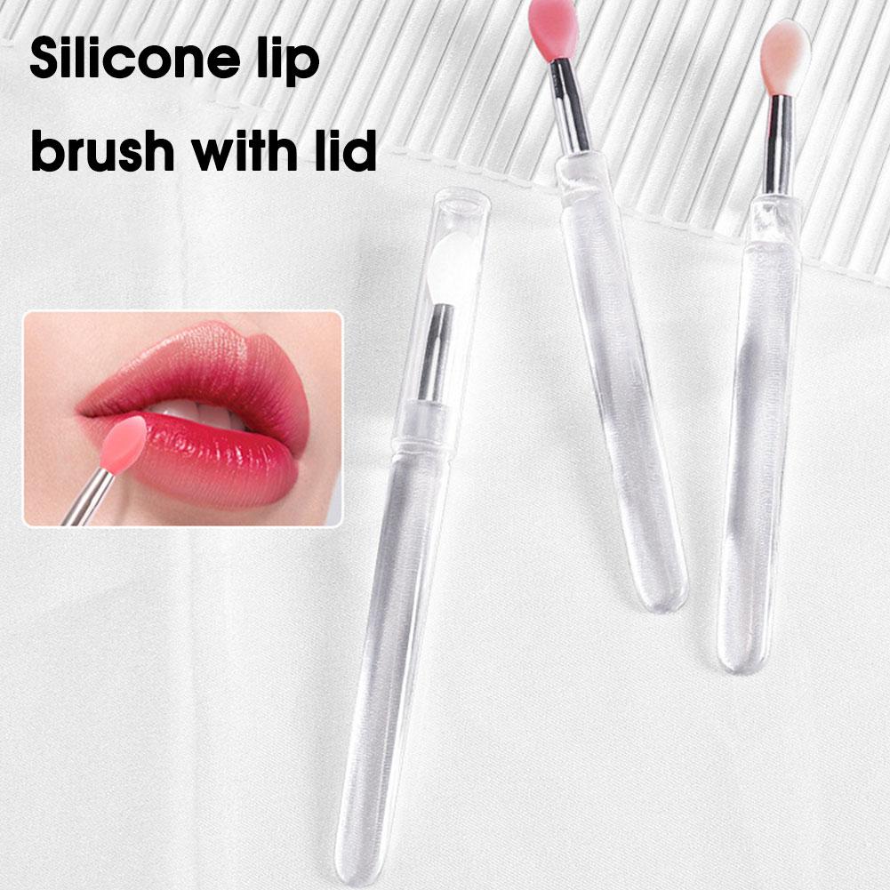 thumbnail image 2 of Wartleves 1/3 piezas Pincel de silicona portátil para labios con funda Mini pincel de labios profesional S0, 2 of 7