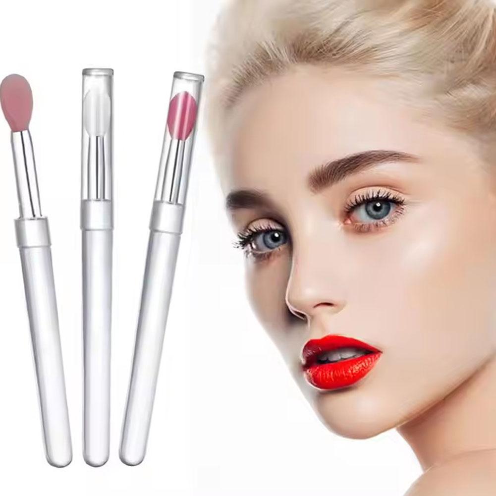 thumbnail image 3 of Wartleves 1/3 piezas Pincel de silicona portátil para labios con funda Mini pincel de labios profesional S0, 3 of 7