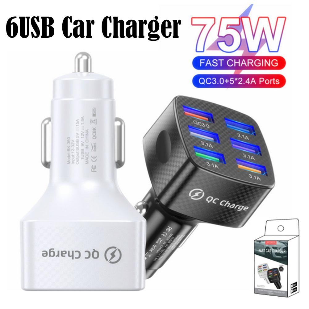 thumbnail image 3 of Ruifaya Adaptador de cargador de coche USB de 6 puertos Pantalla LED QC 3.0 Accesorios de carga rápida y, 3 of 7