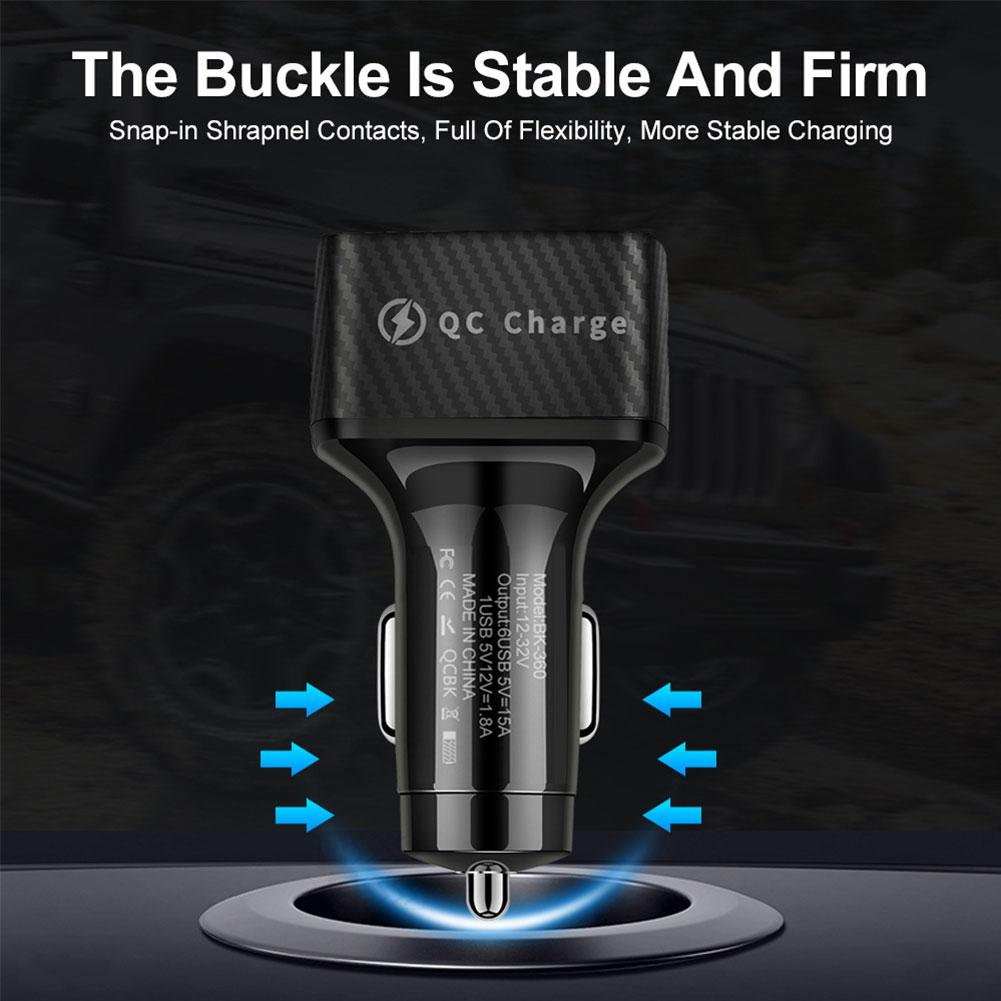 thumbnail image 4 of Ruifaya Adaptador de cargador de coche USB de 6 puertos Pantalla LED QC 3.0 Accesorios de carga rápida y, 4 of 7