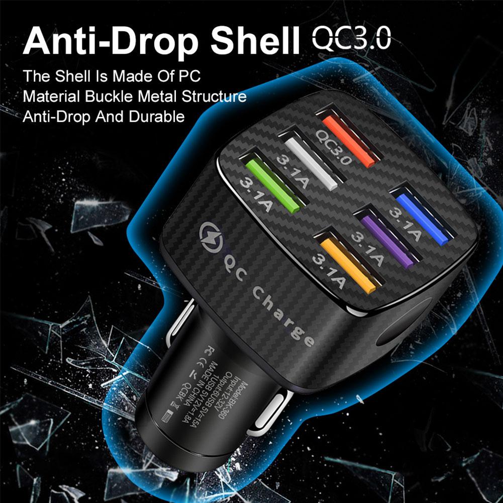 thumbnail image 2 of Ruifaya Adaptador de cargador de coche USB de 6 puertos Pantalla LED QC 3.0 Accesorios de carga rápida y, 2 of 7