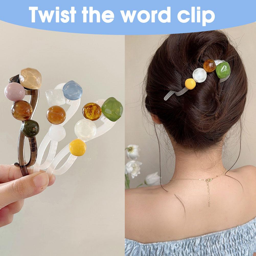 thumbnail image 4 of Ruifaya Twist Haarspange Twisted Hollow Out Hairgrip Froschschnalle Ein Wort, 4 of 7
