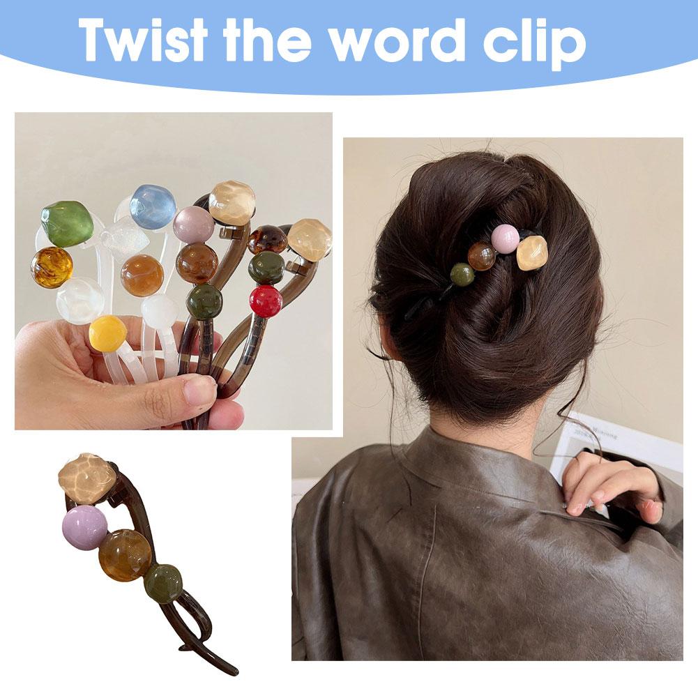 thumbnail image 3 of Ruifaya Twist Haarspange Twisted Hollow Out Hairgrip Froschschnalle Ein Wort, 3 of 7