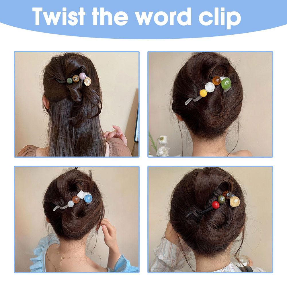 thumbnail image 2 of Ruifaya Twist Haarspange Twisted Hollow Out Hairgrip Froschschnalle Ein Wort, 2 of 7
