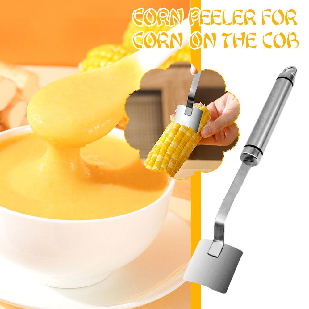 thumbnail image 3 of Ruifaya Pelador de maíz, removedor de mazorcas de maíz, pelador de maíz de acero inoxidable con mango largo, herramienta para quitar mazorcas de maíz con mango ergonómico, separador rápido de mazorc, 3 of 7