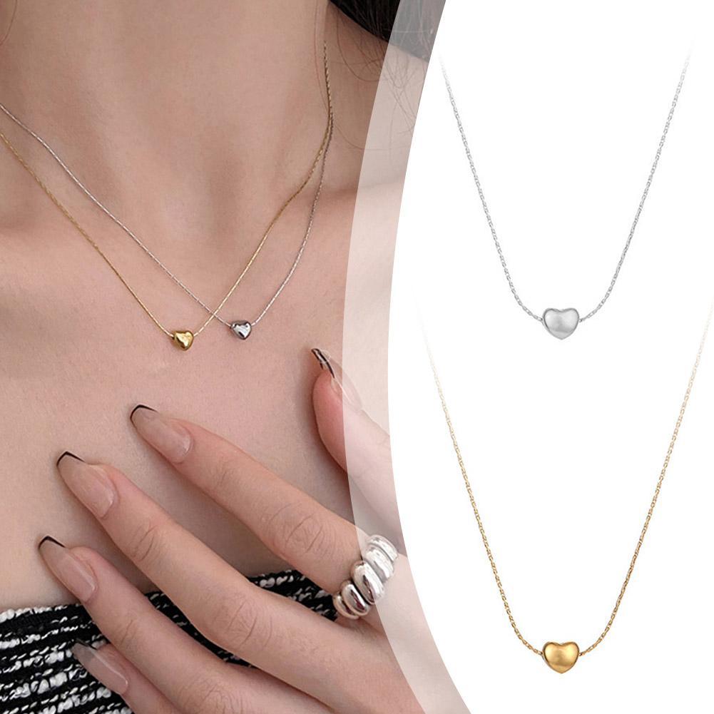 thumbnail image 2 of Wartleves Collar sencillo Golden Little Love con temperamento, cadena para clavícula, Minorit Fast, 2 of 7