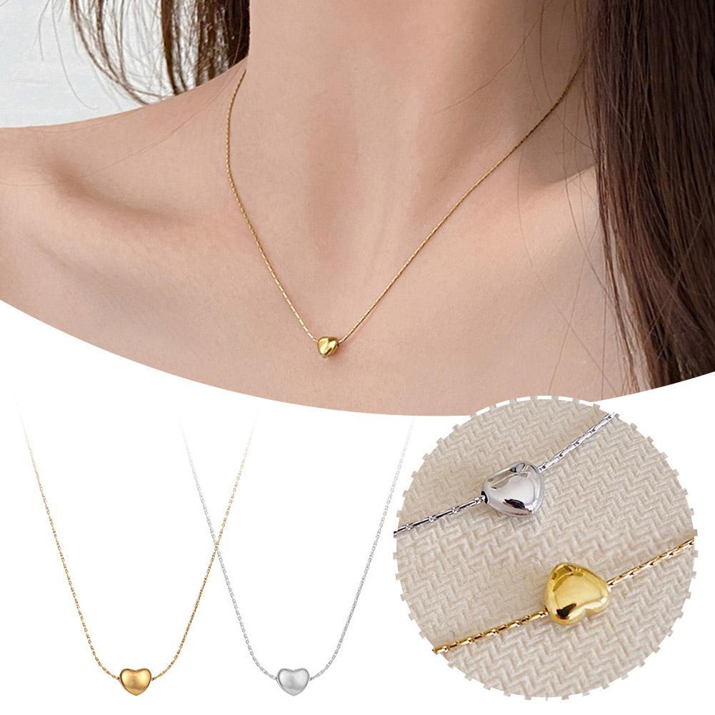thumbnail image 3 of Wartleves Collar sencillo Golden Little Love con temperamento, cadena para clavícula, Minorit Fast, 3 of 7