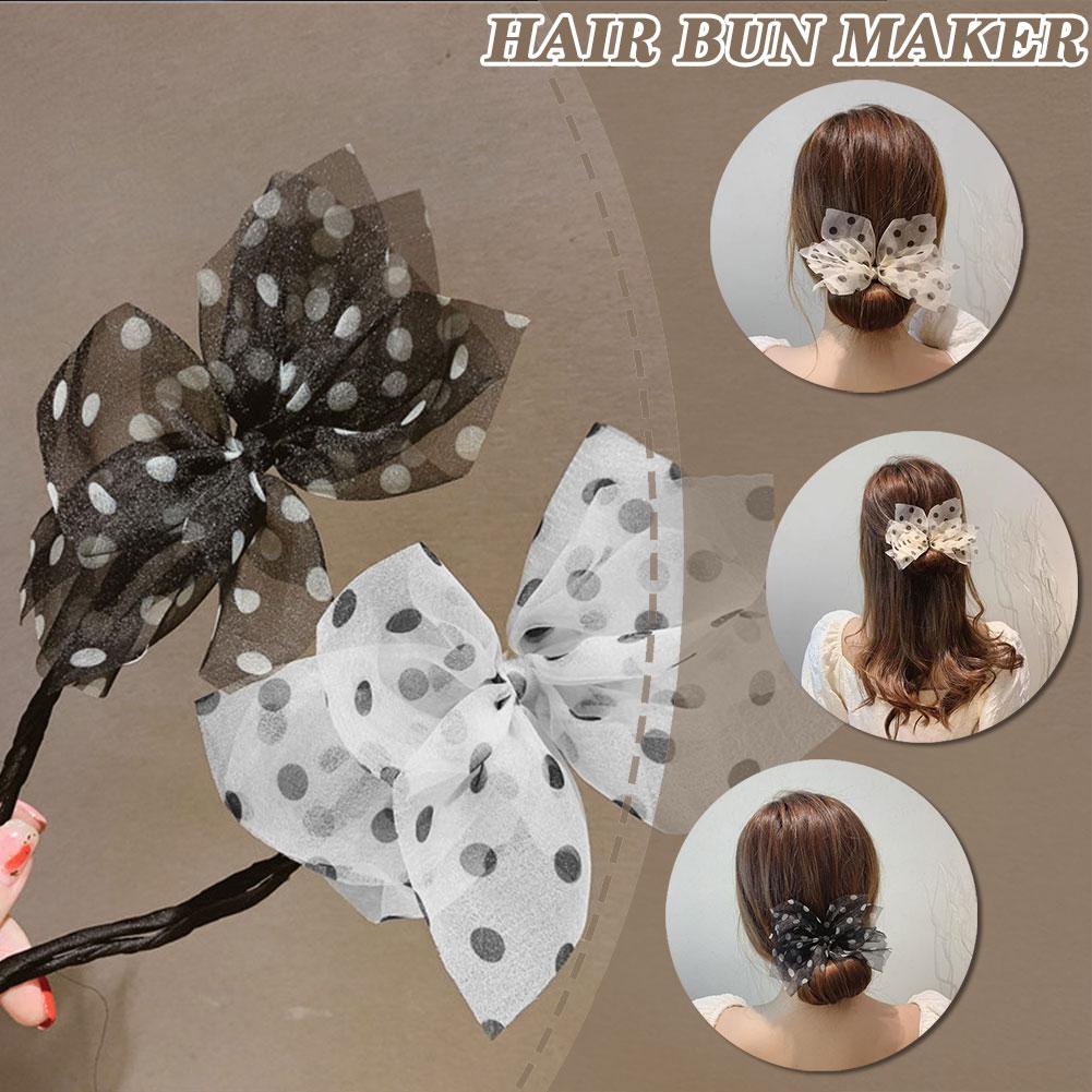 thumbnail image 4 of SGACAI Herramienta para hacer moños de pelo estilo coreano para mujeres francesas, elegante accesorio para hacer trenzas de gasa con forma de capullo, con cuerda, para hacer bandas para el pelo Mar, 4 of 7