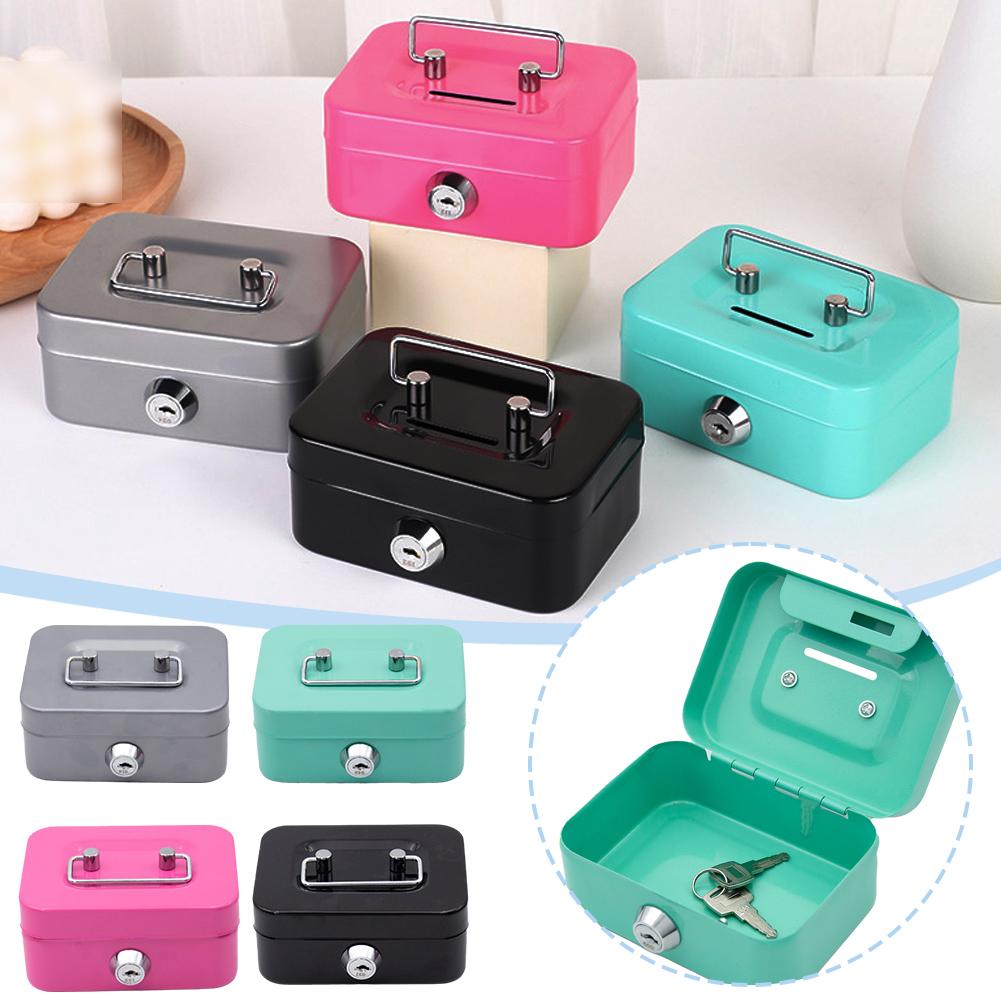 thumbnail image 2 of Wartleves 1 caja de metal para dinero en efectivo, caja fuerte de acero para depósito de dinero, caja fuerte de seguridad con llave pequeña, AUS, 2 of 7