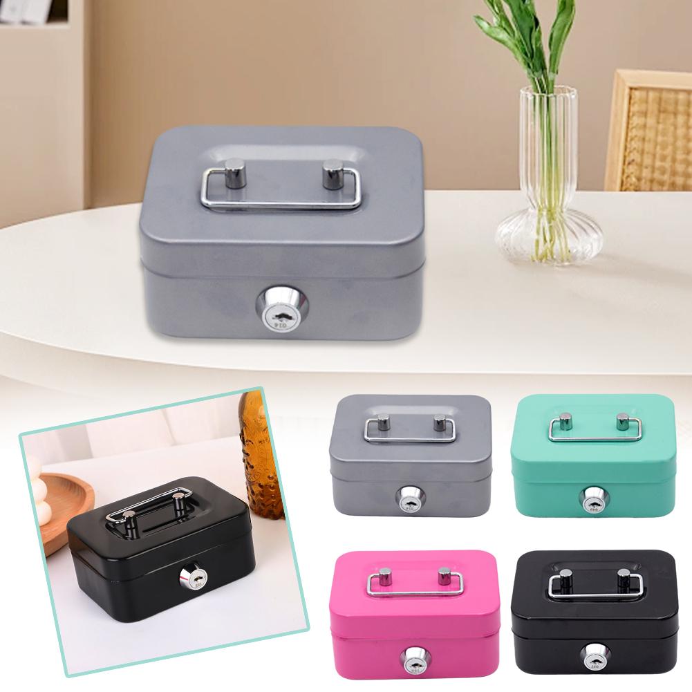 thumbnail image 3 of Wartleves 1 caja de metal para dinero en efectivo, caja fuerte de acero para depósito de dinero, caja fuerte de seguridad con llave pequeña, AUS, 3 of 7