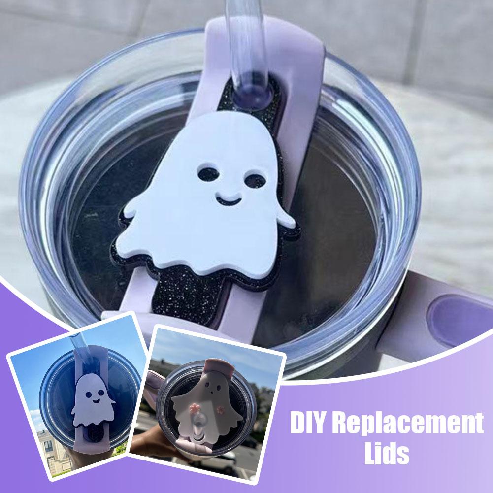 thumbnail image 2 of Ruifaya Etiqueta de tapa de taza de fantasma lindo de Halloween Tapas de repuesto de bricolaje para Stanley por 40 R м(, 2 of 7