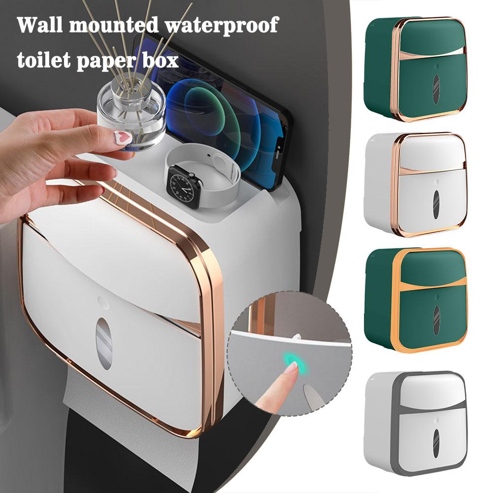 thumbnail image 3 of Wartleves Portarrollos de papel higiénico de pared resistente al agua con almacenamiento sin perforaciones de ☆ь, 3 of 7