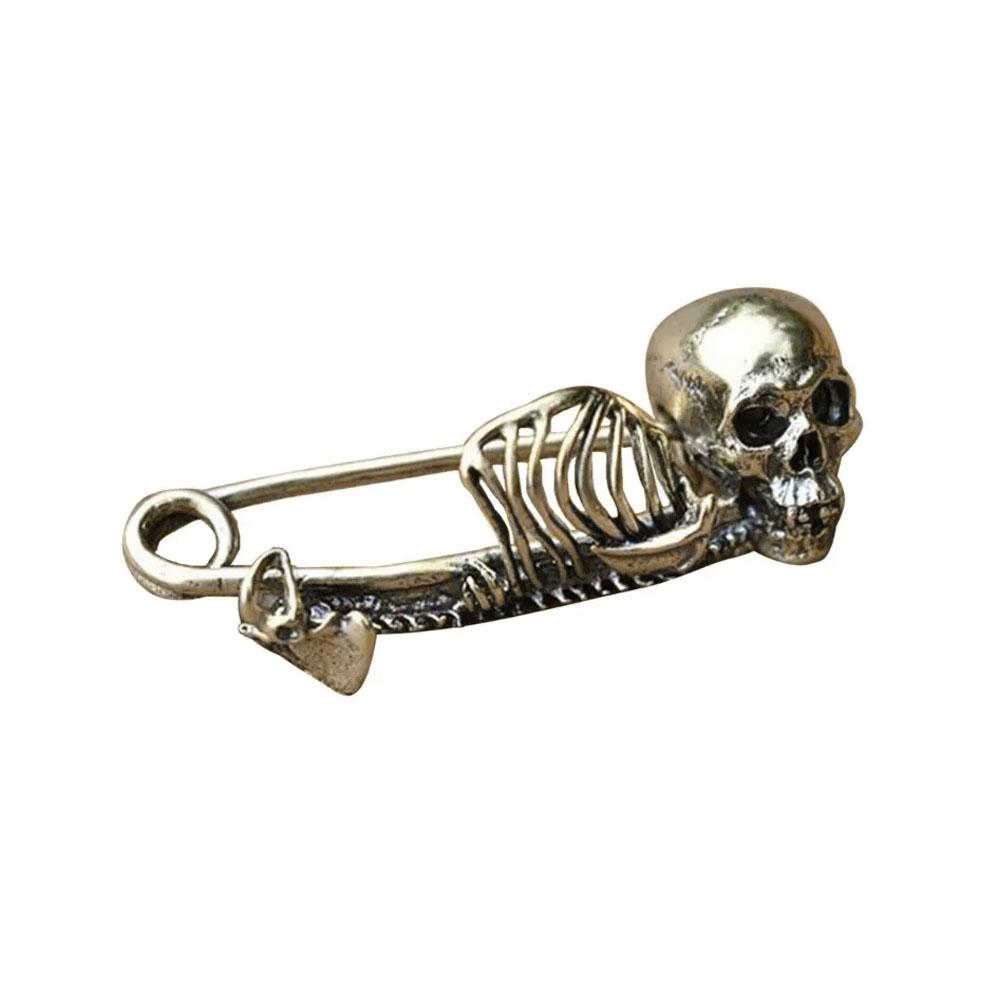thumbnail image 4 of SGACAI Broche de calavera de Halloween, prendedores de solapa con insignia de estilo gótico, broche de solapa de calavera vintage, prendedores aterradores, esqueleto de mochila genial, 4 of 7