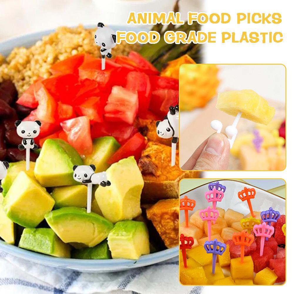 thumbnail image 2 of Wartleves Palillos de fruta para comida para niños, palillos de comida de animales, lindos palillos de frutas de dibujos animados, tenedores de postre de animales reutilizables para el almuerzo, palil, 2 of 7