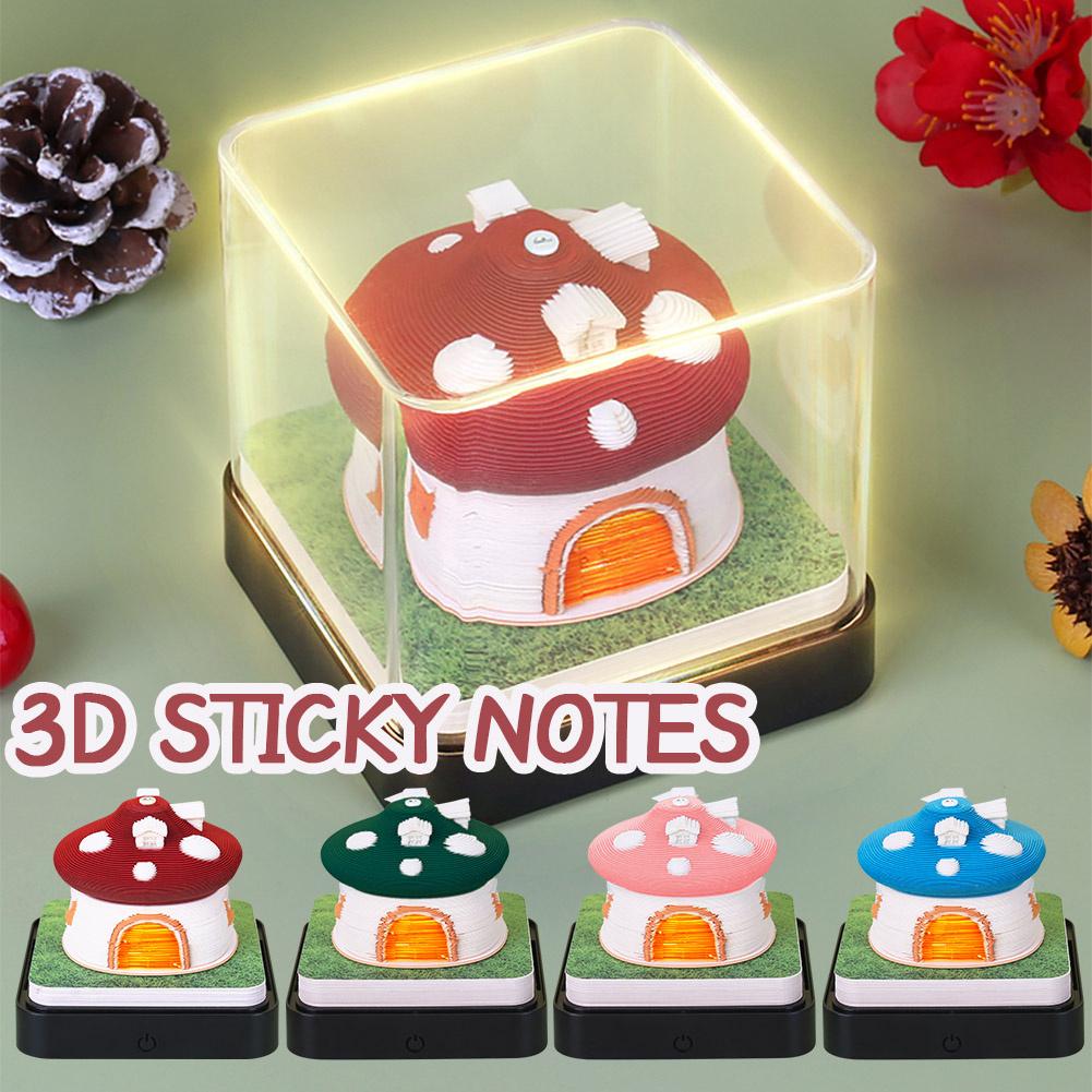 thumbnail image 3 of SGACAI Bloc de notas de escritorio 3D con forma de hongo, papel rasgado, adornos grabados, decoración, regalos de escritorio y oficina, 3 of 7