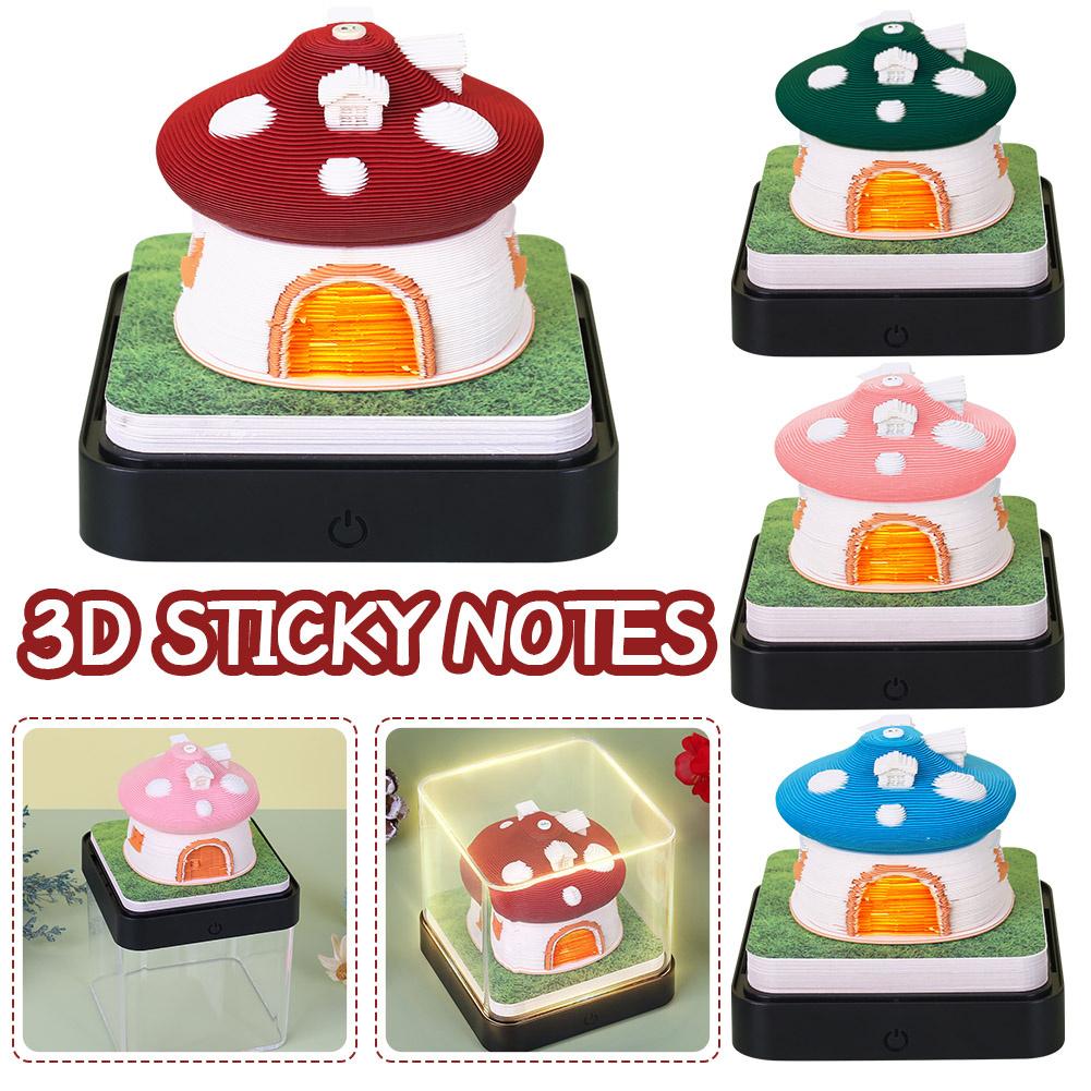thumbnail image 2 of SGACAI Bloc de notas de escritorio 3D con forma de hongo, papel rasgado, adornos grabados, decoración, regalos de escritorio y oficina, 2 of 7