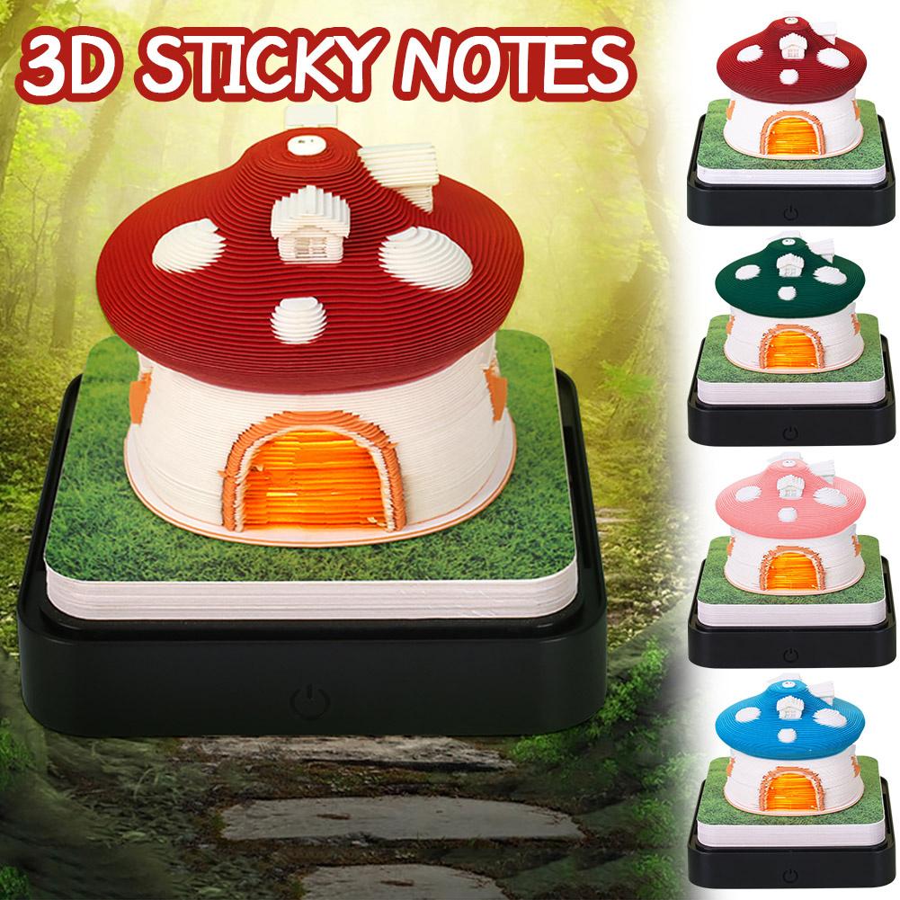 thumbnail image 4 of SGACAI Bloc de notas de escritorio 3D con forma de hongo, papel rasgado, adornos grabados, decoración, regalos de escritorio y oficina, 4 of 7