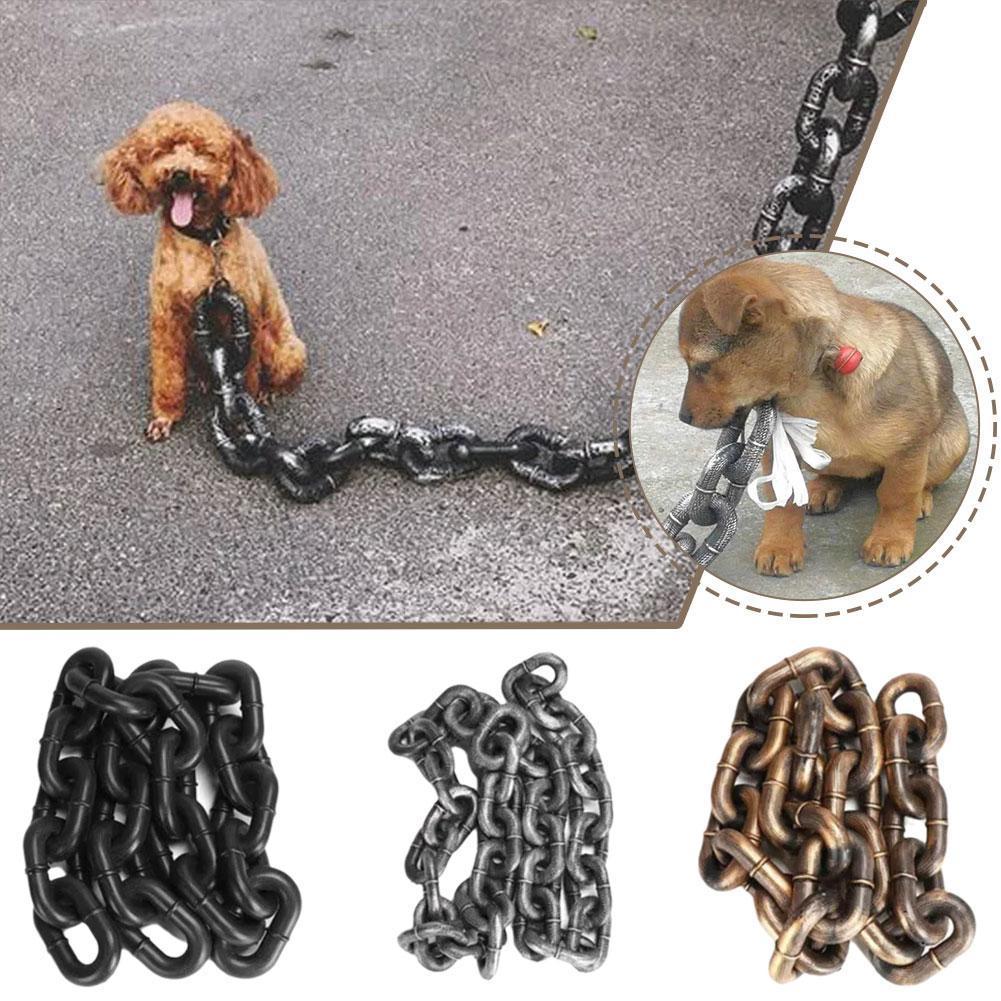 thumbnail image 5 of Ruifaya Correa de perro gruesa con cadena de hierro grande de imitación de plástico, suministro creativo - AU., 5 of 7