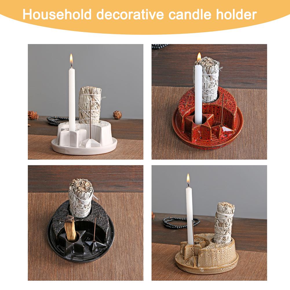 thumbnail image 2 of Ruifaya Candelabro de Palo Santo de Salvia Candelabro Decoraciones Chimenea 1 en Quemador 4, 2 of 7