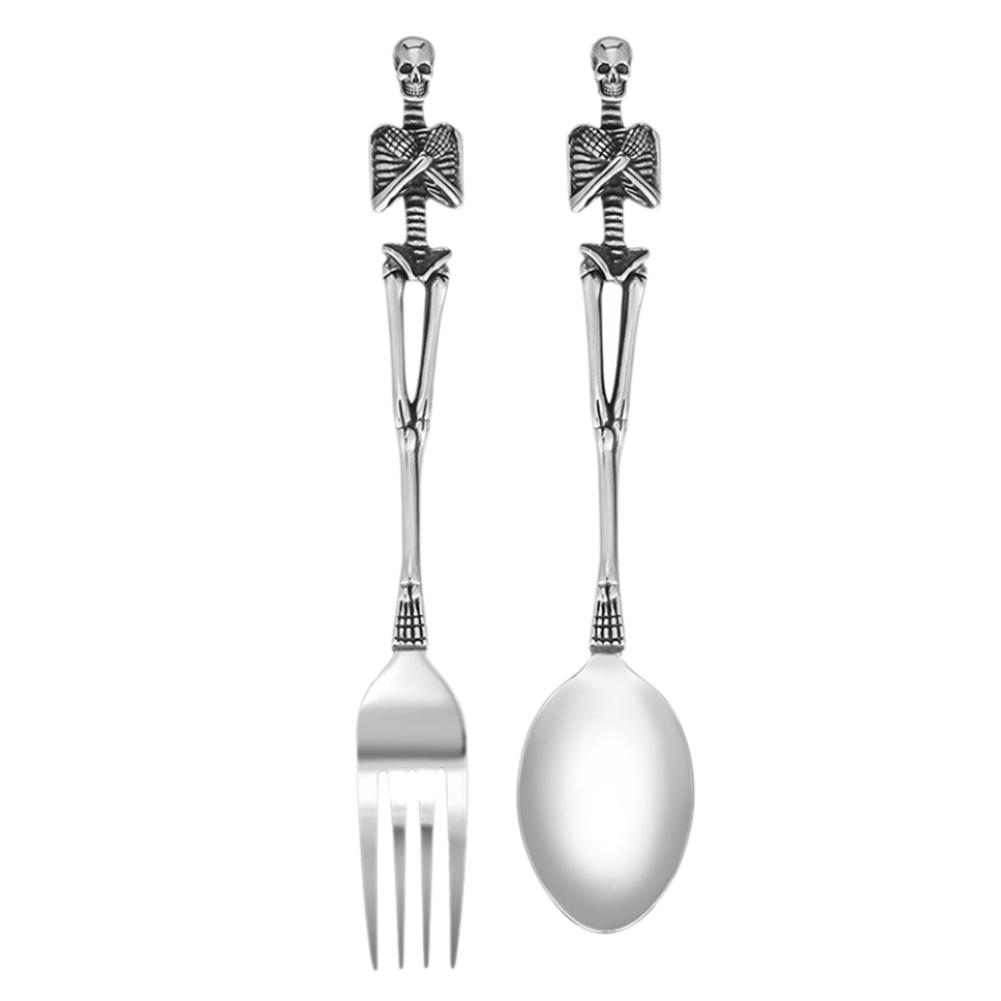 thumbnail image 5 of SGACAI Cubiertos Tenedor Cuchara Calavera Sirena Vajilla de Acero Inoxidable para Halloween C2Y4 δ& ω▲, 5 of 7