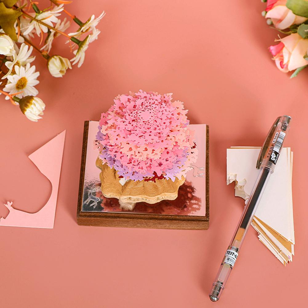 Ever Desk Calendar With LED Lights 2025 Calendar Memo Pad Creative Desk Calendar DIY Notes Notepad 3d Art Calendar Paper Carving Gift House Sculpture Gift For School Home Office Ev I.40205194