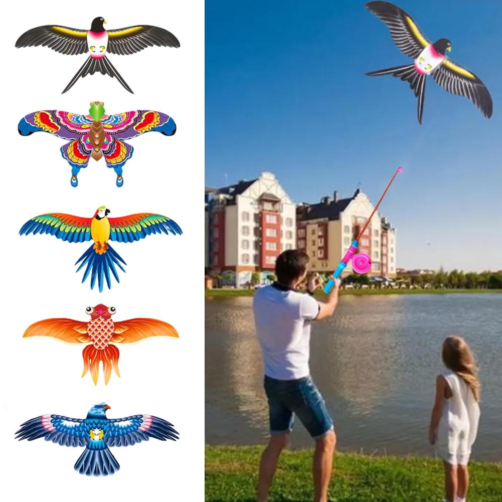 thumbnail image 2 of SGACAI Juguete de cometa voladora para niños con diseño de águila y mariposa de dibujos animados, 2 of 7