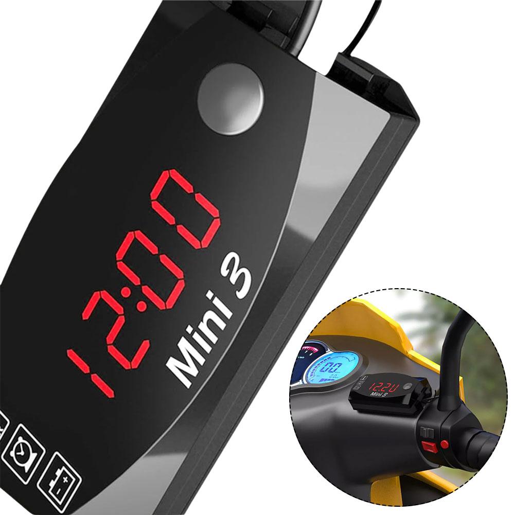 thumbnail image 5 of Wartleves Reloj electrónico digital 3 en 1 con termómetro y voltaje para motocicleta, 5 of 7
