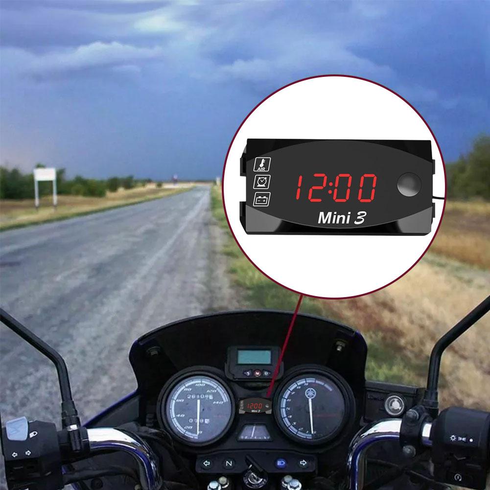 thumbnail image 4 of Wartleves Reloj electrónico digital 3 en 1 con termómetro y voltaje para motocicleta, 4 of 7