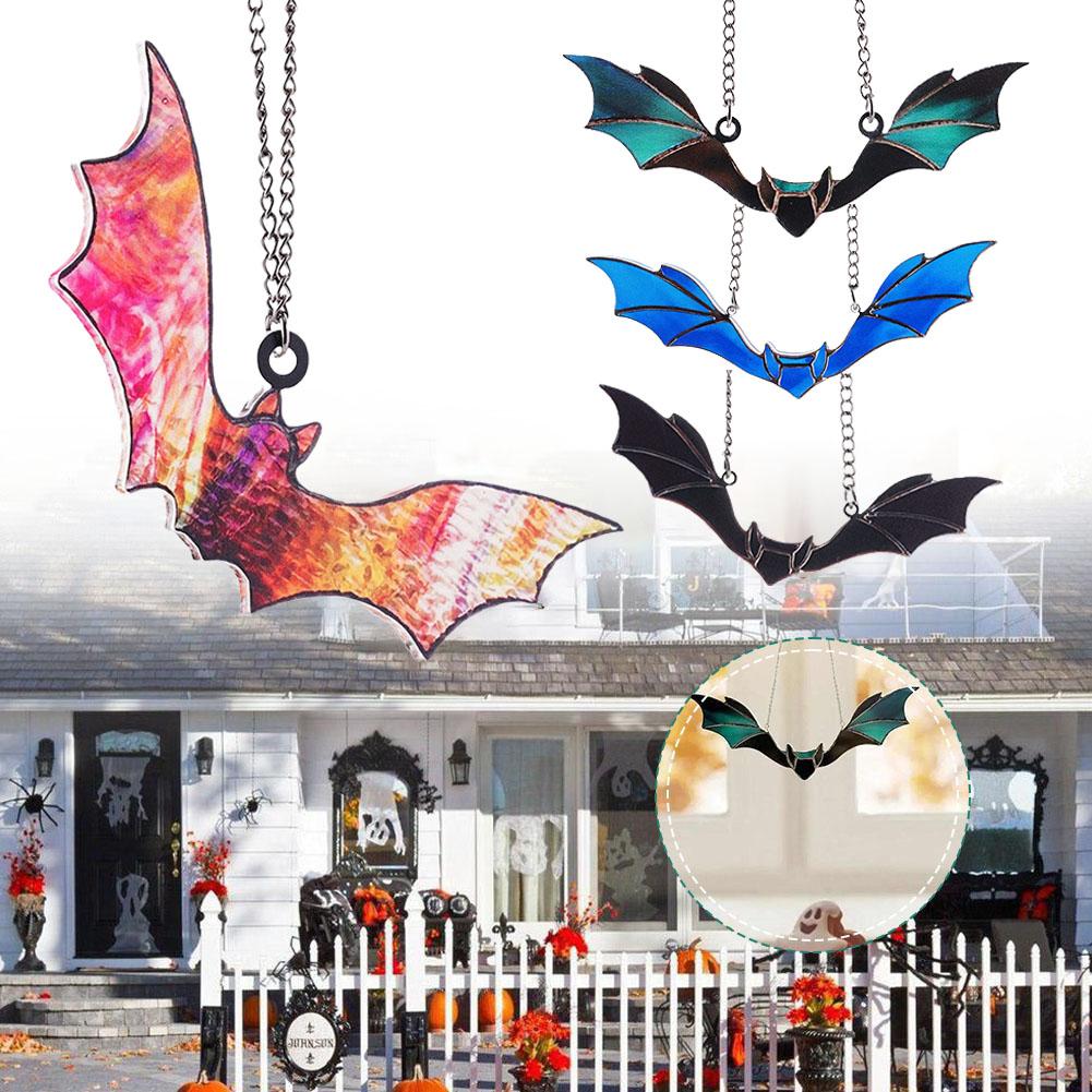 thumbnail image 3 of Ruifaya Decoración colgante de vidriera de murciélago de Halloween NWE, 3 of 7