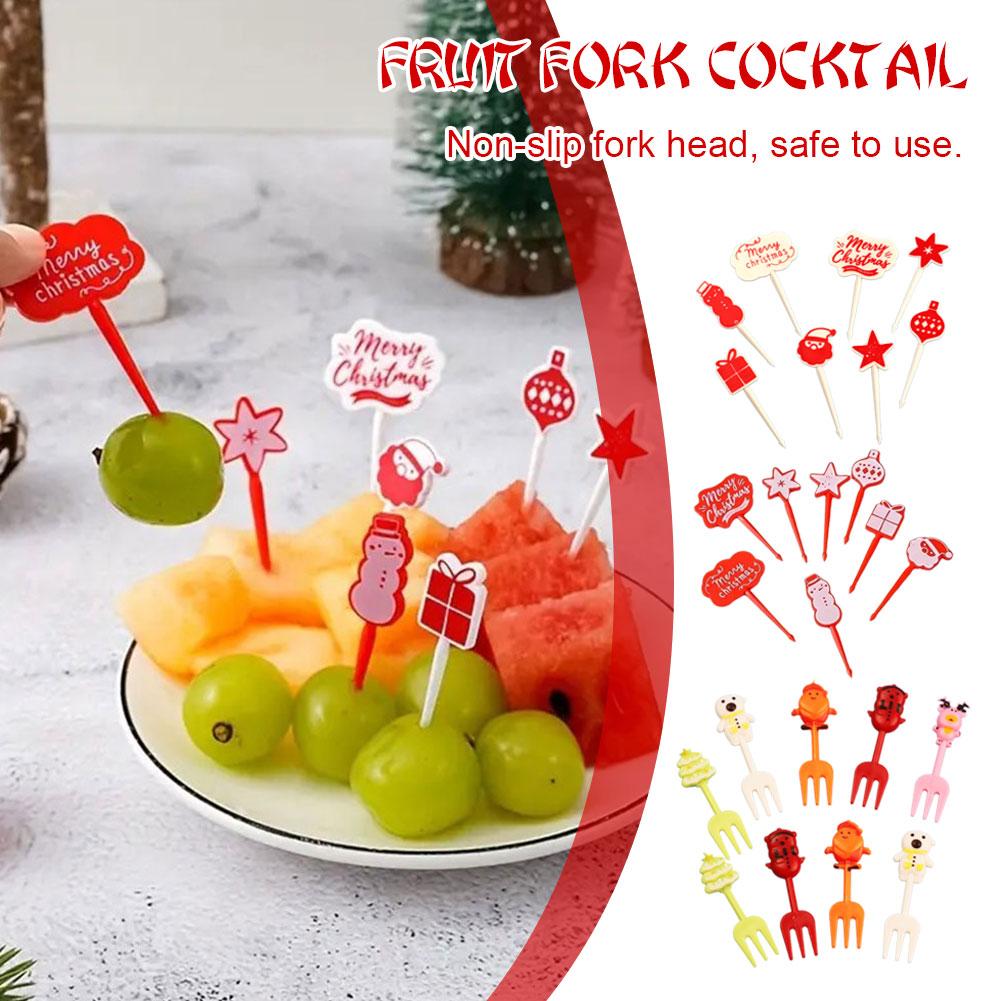 thumbnail image 4 of Ruifaya Palillos de fruta con temática navideña WAGA, paquete de 8, palillos de fruta, juego de tenedores para comida de frutas navideñas, palillos de dientes pequeños, palillos de comida para niños, 4 of 7