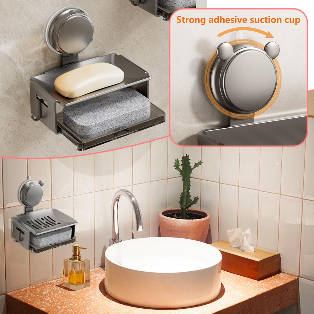 thumbnail image 4 of SGACAI Estante para caja de jabón con ventosa para baño, perforador de pared con esponja N3l2, sin caja de jabón, 4 of 7