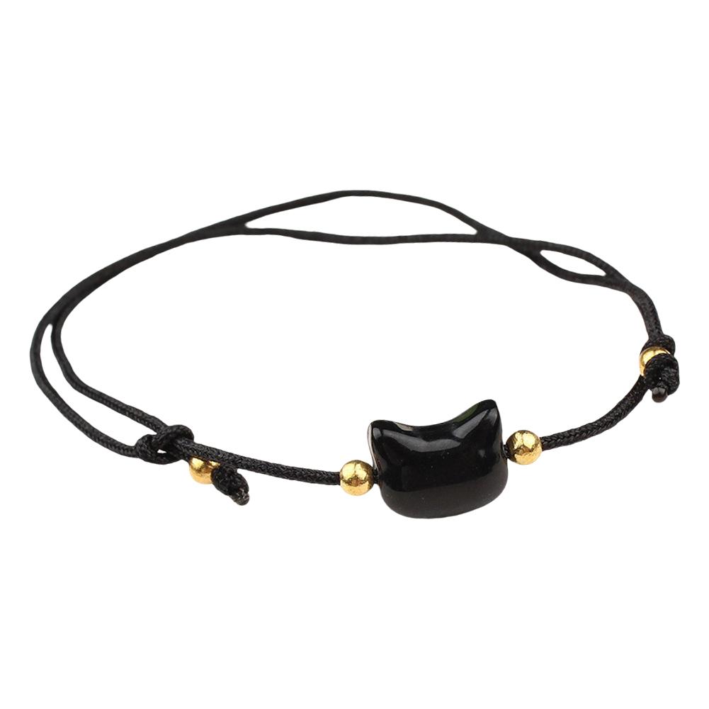 thumbnail image 5 of Wartleves Pulsera de gato con piedra lunar, pulsera de piedra lunar con cabeza de gato natural, pulsera de obsidiana negra natural, pulseras de cuerda con cuentas de gato, pulsera trenzada ajustable h, 5 of 7